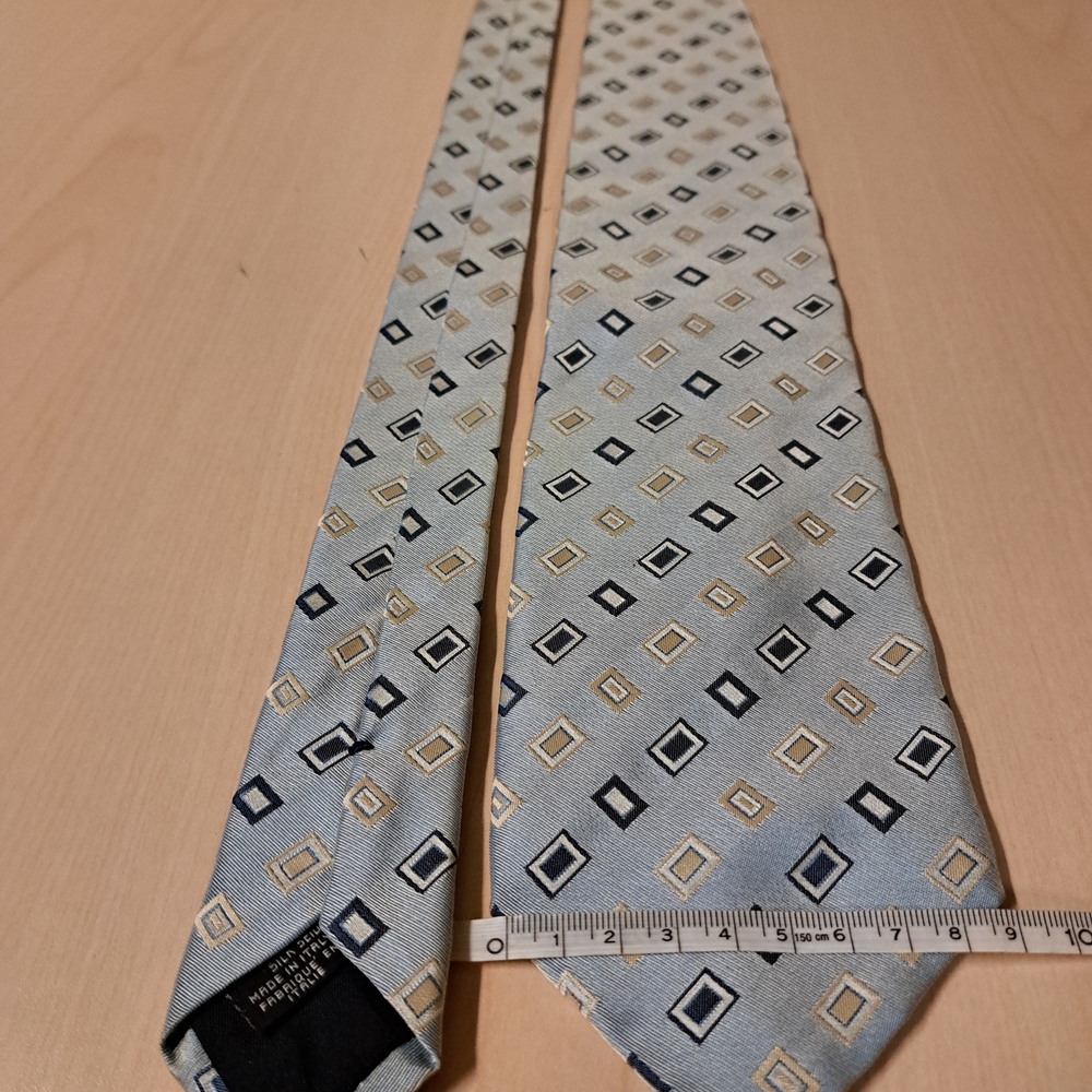 Canali Diamond Pattern Tie in Light Blue and Beige